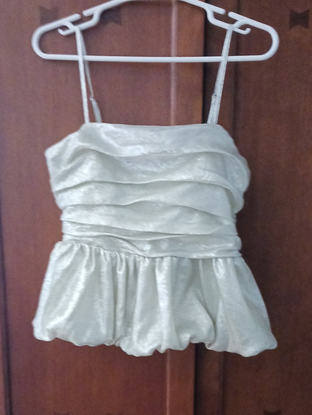 NEW! A New Day- Silver Ruched Peblum Camisole